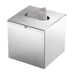 Modern Square Polished Chrome Tissue Box Cover
